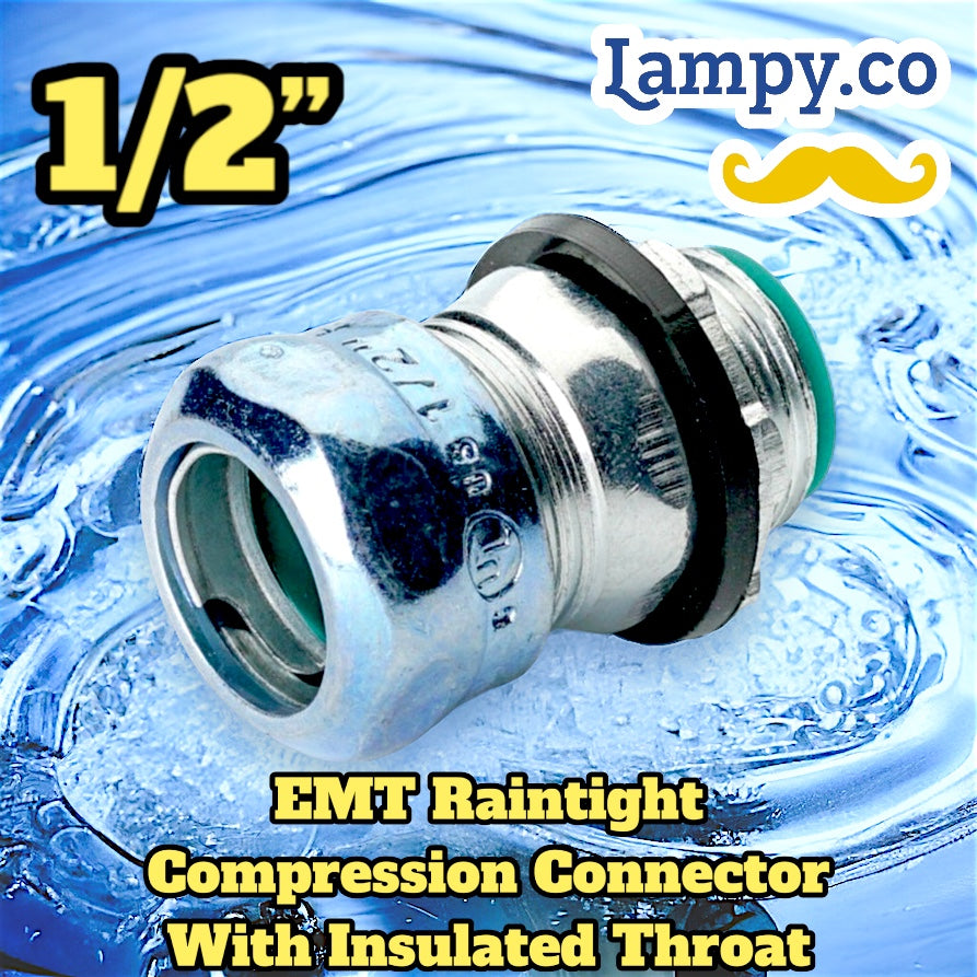 1/2” in. EMT Raintight Compression Connector With Insulated Throat