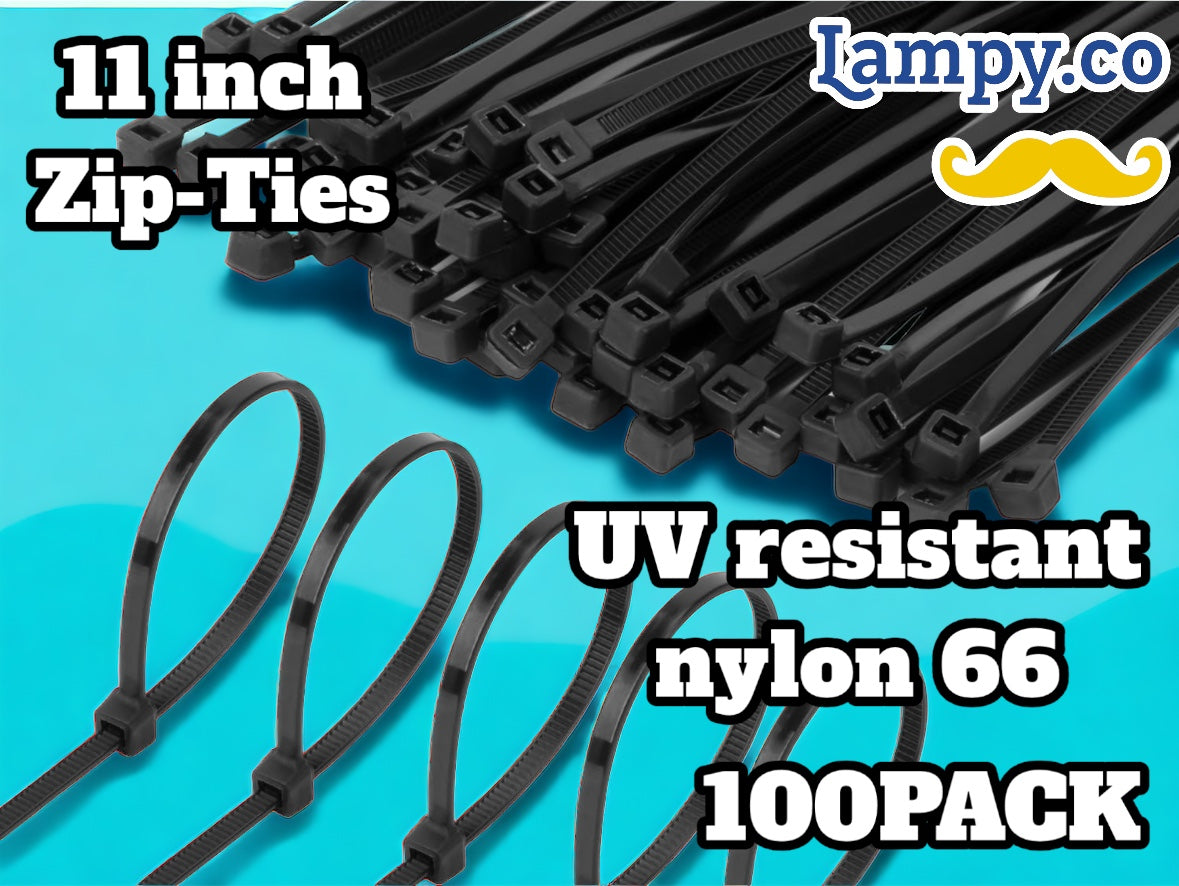 11” in. zip ties (100PACK) UV (BLACK)