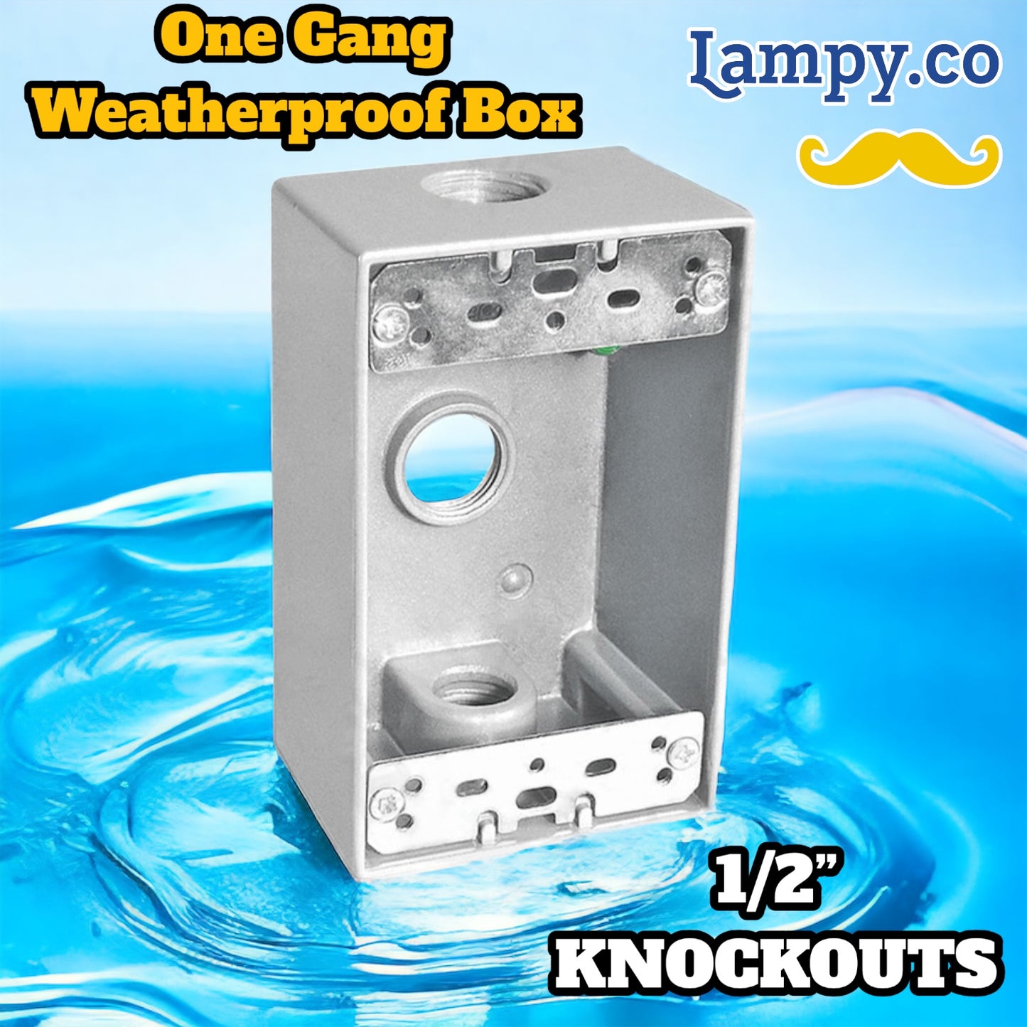 1/2” KO’s - One gang weatherproof box (3hole)